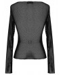 Devil Fashion Black Gothic Punk Sexy Transparent Net Long Sleeve T-Shirt for Women