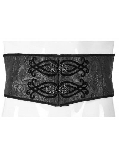 Punk Rave Black Vintage Gothic Palace Jacquard Waistband for Men