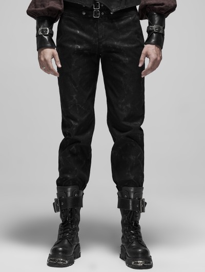 Punk Rave Black Gothic Steampunk Do Old Style Long Pants for Men