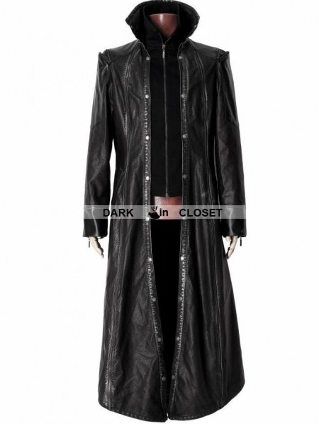 Punk Rave Black Leather Gothic Long Jacket for Men - DarkinCloset.com