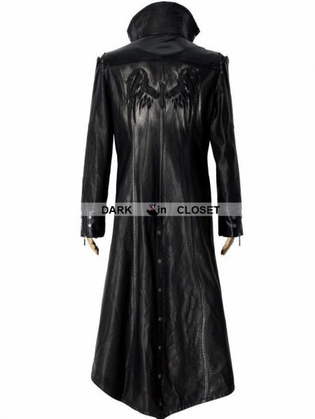 Punk Rave Black Leather Gothic Long Jacket for Men - DarkinCloset.com