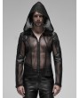 Punk Rave Black Gothic Punk Mesh Hoodie for Men