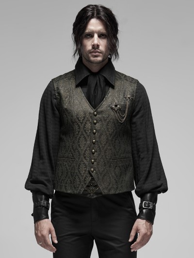 Punk Rave Gothic Retro Jacquard Vest for Men