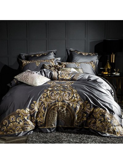 Sliver Luxurious Vintage Embroidery Comforter Set 