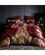 Red Luxurious Vintage Embroidery Comforter Set