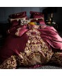 Red Luxurious Vintage Embroidery Comforter Set
