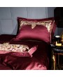 Red Luxurious Vintage Embroidery Comforter Set