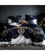 Blue Luxurious Vintage Embroidery Comforter Set