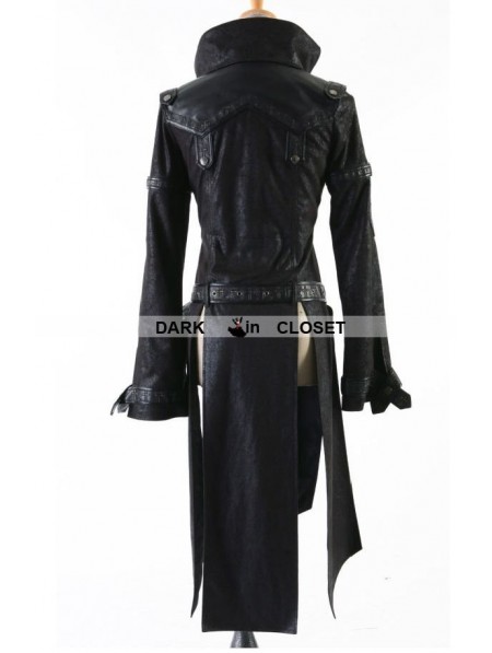 Punk Rave Black Leather Gothic Punk Trench Coat for Women ...