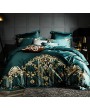 Green Luxurious Vintage Embroidery Comforter Set