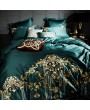 Green Luxurious Vintage Embroidery Comforter Set