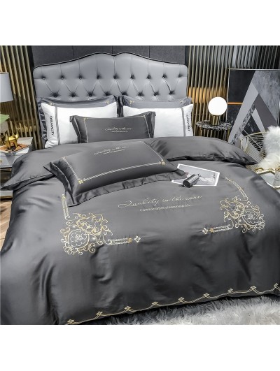 Sliver Vintage Embroidery Comforter Set 