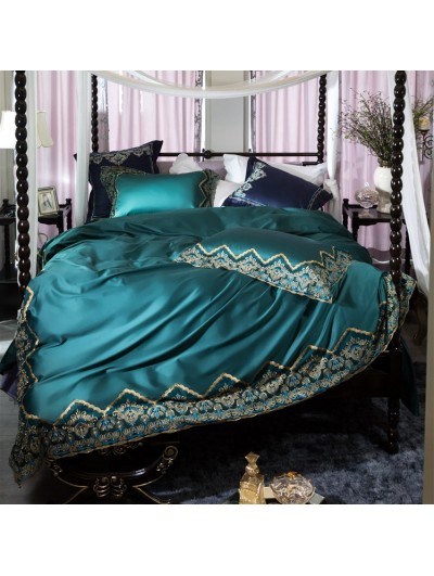 Green Vintage Embroidery Comforter Set 