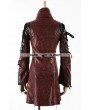 Punk Rave Red and Black Long Sleeves Leather Gothic Trench Coat for Women