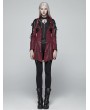 Punk Rave Red and Black Long Sleeves Leather Gothic Trench Coat for Women