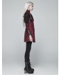 Punk Rave Red and Black Long Sleeves Leather Gothic Trench Coat for Women