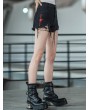 Punk Rave Black Street Fashion Gothic Punk Embroidery Shorts for Women