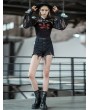 Punk Rave Black Street Fashion Gothic Punk Embroidery Shorts for Women