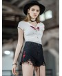 Punk Rave Black Street Fashion Gothic Punk Embroidery Shorts for Women