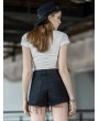 Punk Rave Black Street Fashion Gothic Punk Embroidery Shorts for Women