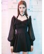 Punk Rave Black Street Fashion Gothic Long Sleeve Halter Short Dress
