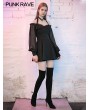 Punk Rave Black Street Fashion Gothic Long Sleeve Halter Short Dress