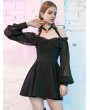 Punk Rave Black Street Fashion Gothic Long Sleeve Halter Short Dress