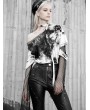 Punk Rave Black and White Street Fashion Gothic Punk Long Sleeve Loose T-Shirt for Women