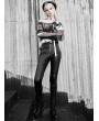 Punk Rave Black and White Street Fashion Gothic Punk Long Sleeve Loose T-Shirt for Women