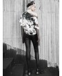 Punk Rave Black and White Street Fashion Gothic Punk Long Sleeve Loose T-Shirt for Women