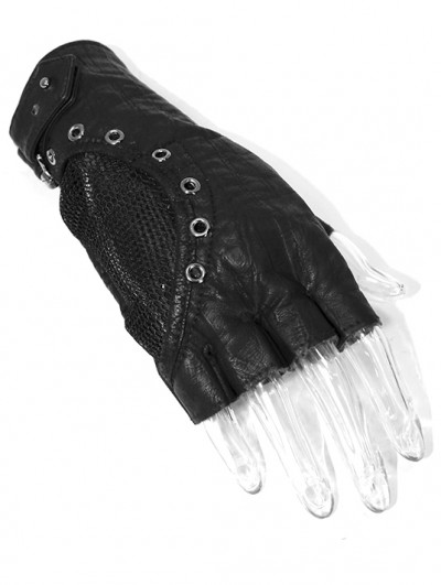 Devil Fashion Black Gothic Punk PU Leather Motor Gloves for Women