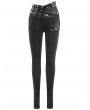 Devil Fashion Women's Black Gothic Punk Pants with Detachable Pentagram Harness Belt Garters