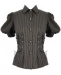 Devil Fashion Brown Stripe Steampunk Short Sleeve Shirt for Women