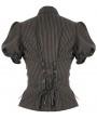 Devil Fashion Brown Stripe Steampunk Short Sleeve Shirt for Women