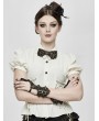 Devil Fashion Ivory Stripe Steampunk Short Sleeve Shirt for Women