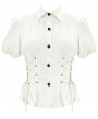 Devil Fashion Ivory Stripe Steampunk Short Sleeve Shirt for Women