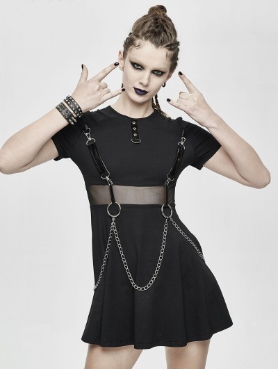 Devil Fashion Black Gothic Punk Summer Short Dress