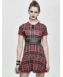 Devil Fashion Red Plaid Gothic Punk Summer Short Dress