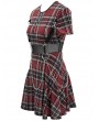 Devil Fashion Red Plaid Gothic Punk Summer Short Dress