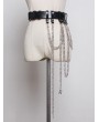 Black Gothic Punk PU Leather Chain Belt