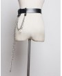 Black Gothic Punk PU Leather Chain Belt