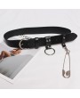 Black Gothic Punk PU Leather Belt with Detachable Pin
