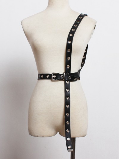 Black Gothic Punk PU Leather Belt