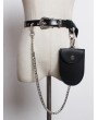 Black Vintage Gothic PU Leather Belt with Detachable Bag and Chain