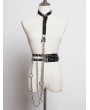 Black Gothic Punk PU Leather Ring Chain Belt