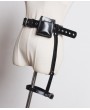 Black Gothic Punk PU Leather Belt with Detachable Bag and Garter