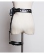 Black Gothic Punk PU Leather Belt with Detachable Bag and Garter