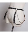 Black Gothic Punk PU Leather Chain Belt