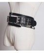 Black Gothic Punk PU Leather Rivet Zipper Wide Belt