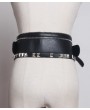 Black Gothic Punk PU Leather Rivet Zipper Wide Belt